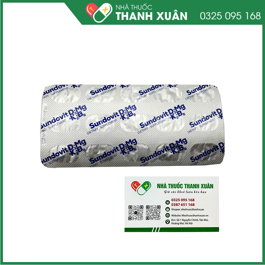 Thuốc Sundovit D3 + Mg + K2 + B6 hỗ trợ xương, răng phát triển